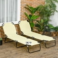 thumbnail image 2 of Outsunny Ensemble de 2 Chaises Longues d'Extérieur Pliantes avec Dossier Réglable - Ensemble de 2, Beige, 2 of 10