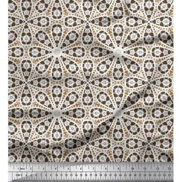 Soimoi Poly Georgette Fabric Floral Block Print Fabric by the Yard 52 Inch Wide