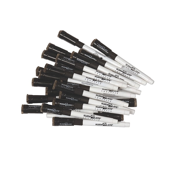 KleenSlate Dry Erase Markers with Erasers, Fine Tip, Black, 24 Count