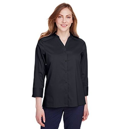 Blouse à Manches 3/4 en Broadcloth Extensible Collection Couronne pour Femmes DG560W