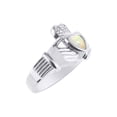 thumbnail image 3 of RYLOS Rings Sterling Silver Claddah Love, Loyalty & Friendship Heart 6MM Gem Irish Wedding Band Claddagh Rings Exotic Opal African Jewelry Size 7, 3 of 7