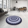 thumbnail image 4 of Ahgly Company Tapis d'Intérieur Lavables en Machine, Ronds de Transition, Bleu Nuit, 7' Ronds, 4 of 7