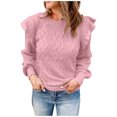 thumbnail image 1 of Babysbule Chandails pour Femmes Grande Taille Nouveautés Femmes Décontracté Mode Uni Chandail à Enfiler Manches Longues Col Rond Hauts Chandail Liquidation Mode pour Femmes, 1 of 6