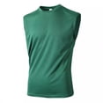 thumbnail image 2 of BADHUB Mens Workout Hooded Tank Tops Drawstring Muscle Stretch Sleeveless Solid Color Shirts Loose Gym Vest Clearance Green L, 2 of 6