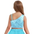 thumbnail image 4 of iixpin Girls Off Shoulder Tops Kids Sparkle Glitter Spaghetti Straps Pageant Crop Tank Top Green 6, 4 of 6