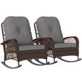 thumbnail image 1 of Outsunny 2 Pcs Rattan Rocking Chair with Soft Cushion for Garden, Grey, 1 of 10