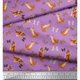 thumbnail image 2 of Soimoi Purple Cotton Duck Fabric Insect & Cat Animal Print Sewing Fabric BTY 42 Inch Wide, 2 of 3