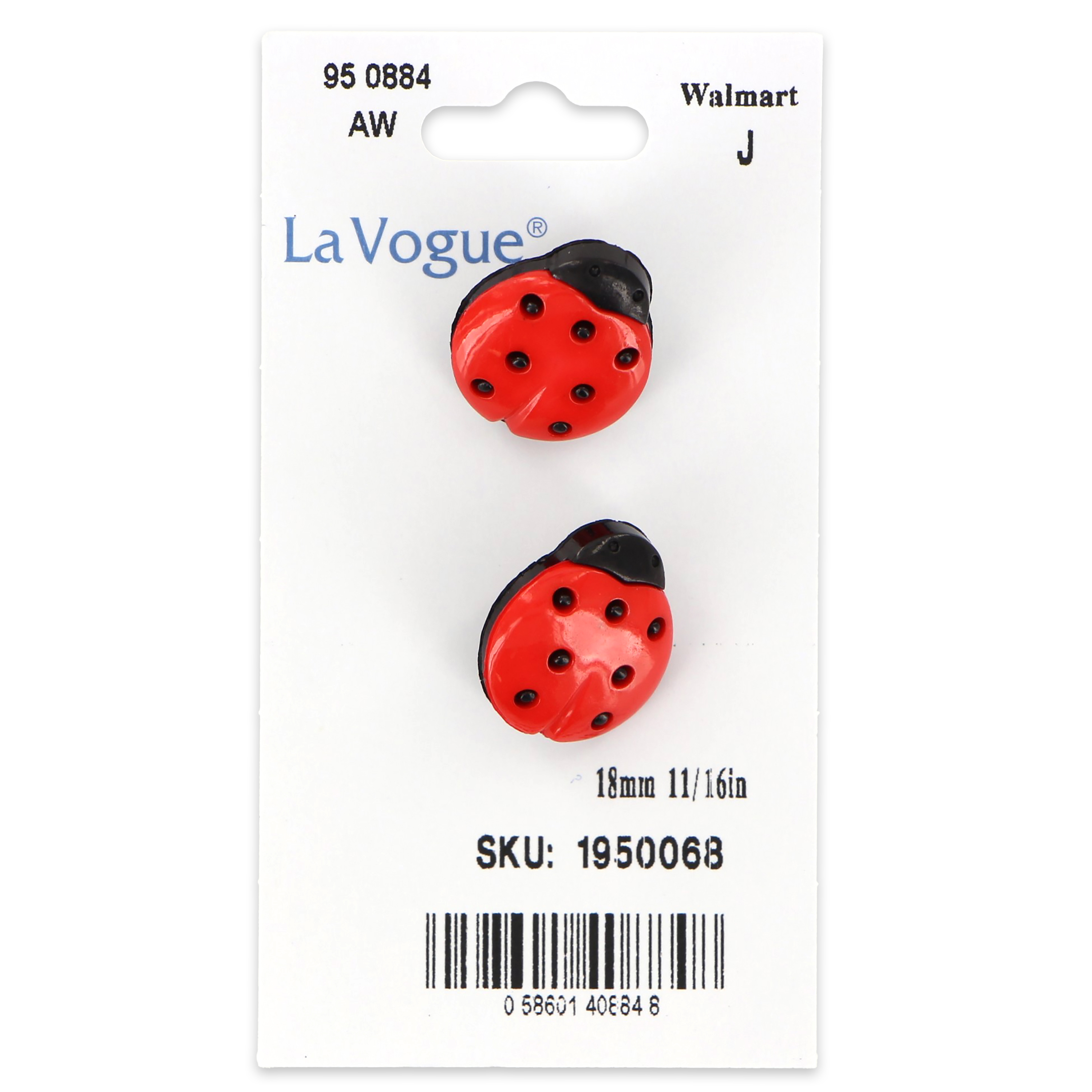 LA VOGUE Ladybug Novelty Shank Buttons 18 mm (0.71 in), rouge