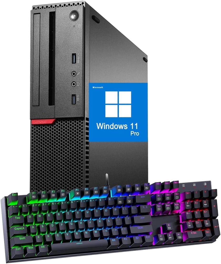 Lenovo Thinkcentre SFF Desktop PC Computer Intel Core i5 16GB RAM 500GB SSD Windows 11 Pro NEW Keyboard mouse, WiFi Bluetooth Refurbished