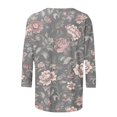 thumbnail image 5 of Soki 3/4 Length Sleeve Womens Tops Floral Crewneck Shirts Casual Tunic Blouses Summer Basic Tees, 5 of 5