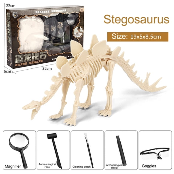 H Diy Dinosaur Fossil Dig Kit Archeology Excavation Set Skeleton Model Assembly Toy Science Educational Toy For Kids Stegosaurus Deluxe Weight 2.01 Lbs