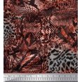 thumbnail image 1 of Soimoi Tissu Orange Poly Georgette Peau de Poisson & Léopard Imprimé 1 Yard 52 Pouces de Large, 1 of 3