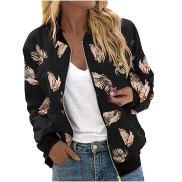 CEHVOM Manteau à Fermeture à Glissière à Poches Imprimé Décontracté pour Femmes en Liquidation