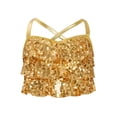 thumbnail image 1 of dPois Kids Girls Sparkly Sleeveless Halter Ruffled Tank Tops Camisole Latin Jazz Hip Hop Ballet Gold 10, 1 of 5