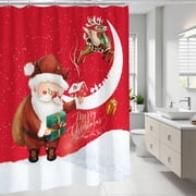 Tyidzon Christmas Shower Curtain Liner Decorations Waterproof Shower Liner 71x71" Lightweight Santa Patterned Shower Curtain for Bathroom Shower Window Decor