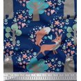 thumbnail image 1 of Soimoi Poly Georgette Fabric Tree,Fox & Bear Kids Fabric Prints by Yard 42 Inch Wide, 1 of 3