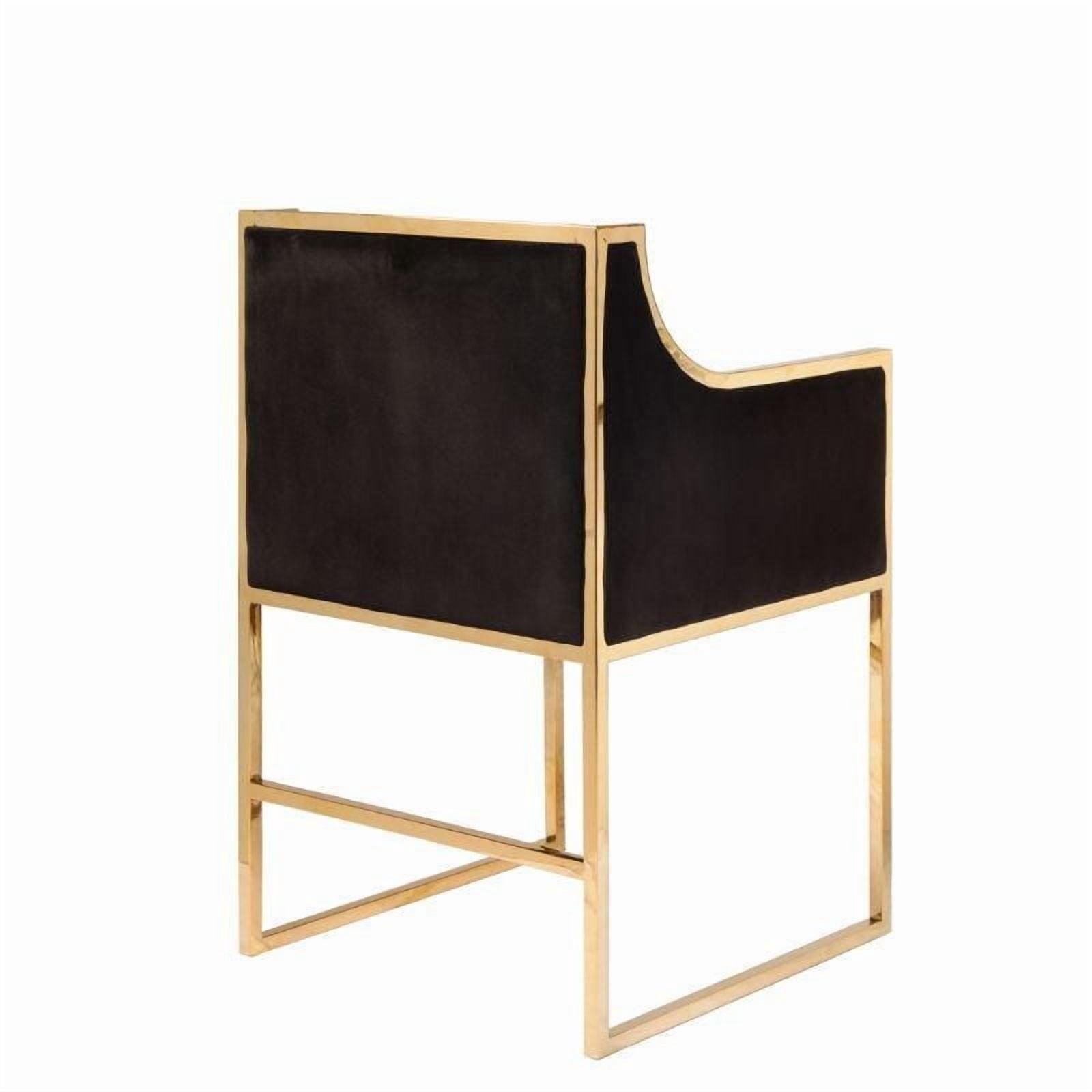 Chaise de salle à manger noire Take Me Home KARAT – Chaise de salle à manger moderne et luxueuse avec revêtement en velours noir doux, base en métal doré et accoudoirs confortables, parfaite pour les