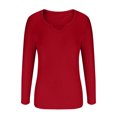 thumbnail image 3 of FAIWAD Womens V Neck Ribbed Knit Tops Long Sleeve Basic Slim Knit Top Stretch Casual Crop Tops, 3 of 5