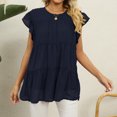 thumbnail image 3 of Timegard Hauts pour Femmes Manches Courtes en Chiffon Blouse Ample Légère Col Rond Été Plage Vacances Hauts, 3 of 5