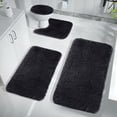 thumbnail image 4 of Meitianfacai Solid Color Bath Mats 4 Set Bathroom Rugs For 4 Pcs Toilet Mats Universal Soft Comfortable Water Absorption Non-Slip Thick Machine Washable Easier To Dry Dark, 4 of 8