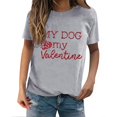 thumbnail image 2 of Tittly T-Shirts pour Femmes T-Shirts Graphiques Saint-Valentin Mon Chien Est Mon Valentin Imprimé Chandail Décontracté Imprimé Col Rond T-Shirt Chandail pour Femme T-Shirt T-Shirts Chemises Hauts pour Femmes Gris P, 2 of 8