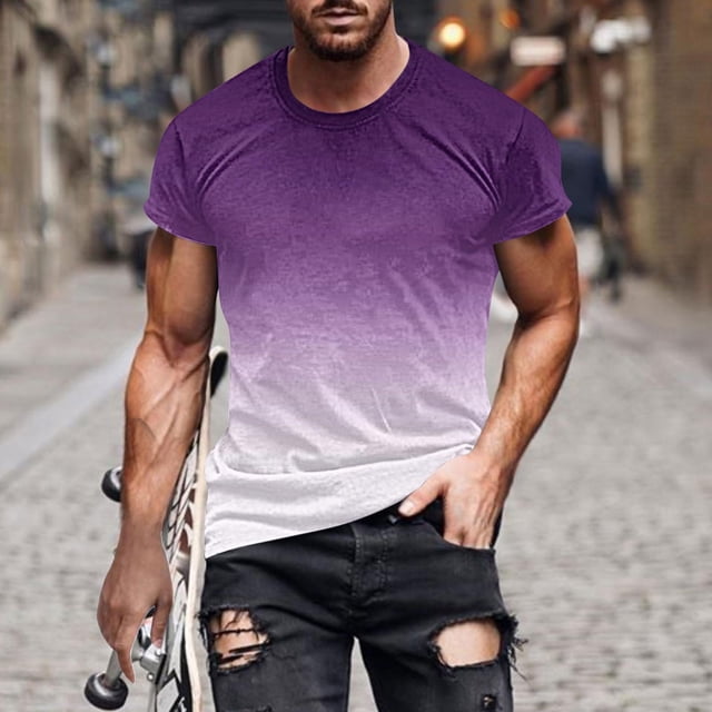 Qertyioot Économies de Mode T-shirt à Manches Courtes Imprimé pour Hommes Col Rond Mode Décontractée Manches Courtes