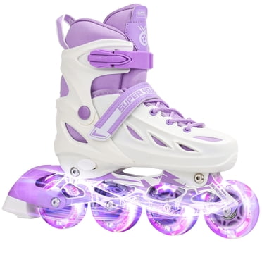 SUPER YOUNGSTER Adjustable Inline Skates for Boys Girls Ages 4-12 with Light Up Wheels, Roller Skates Blades for Youth Kids Indoor & Outdoor Beginner