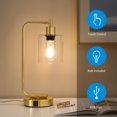 thumbnail image 2 of EDISHINE Gold Lamps Table, Small Bedside Lamps with LED Bulbs, Dimmable, Table Lamp with Glass Lampshade for Bedroom, 2 of 7
