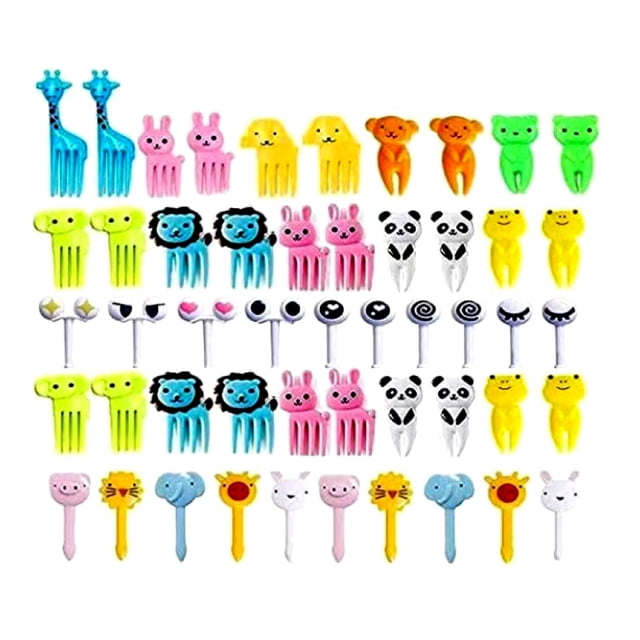 Plastic Fruit Forks Set for Lunch Boxes, Cake Picks, Snacks, and Party Platters - 12-Pack
