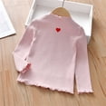 thumbnail image 2 of Girls' Tops,Tees & Blouses Baby Spring Heart Print Cotton Ruffle Long Sleeve Knitted Pullover Pink Casual Fall Tops for 6-7 Years, 2 of 6