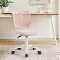 thumbnail image 2 of Homy Casa 29.5''-34.2'' Adjustable Vanity Desk Chair, Pink Upholstered Swivel Study Chair with White Rolling Base, 2 of 8