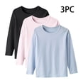 thumbnail image 1 of YUNAFFT Girls & Boys T-Shirts Thin Spring Autumn Base Layer Solid Color Long Sleeve Round Neck Tops 3-Pack Casual Everyday Essentials, 1 of 9