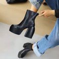 thumbnail image 2 of Bottes Courtes à Talon Épais Profilé pour Femmes Style Punk Noir Foncé, 2 of 9