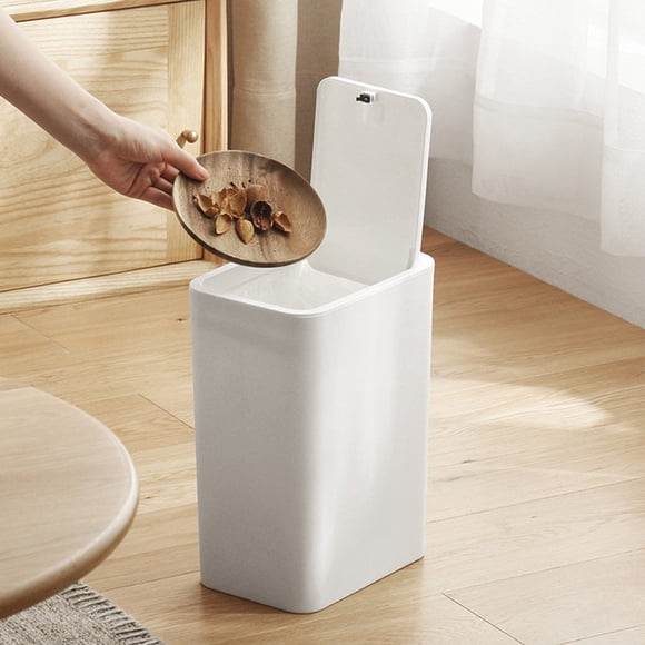 Chmadoxn Garbage Can, Trash Can Bathroom Trash Can With Lid, Small Garbage Can With Press Lid, Plastic Wastebasket With Popup Lid For Toilet, Office, Bedroom, Living Room garbage bin