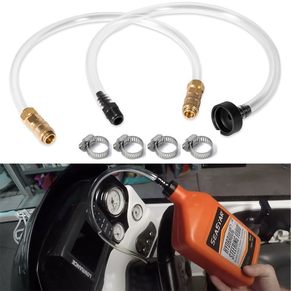 PEONAVET Bridge Tube 2PCS Bleed Tube with Tube Fits for Hydraulic Steering Systems Hydraulic Steering Filler Kit