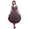 thumbnail image 1 of Bimba Robe à Imprimé Floral pour Femmes Bretelles Spaghetti Col en V Midi Tenue de Plage-Petite, 1 of 1