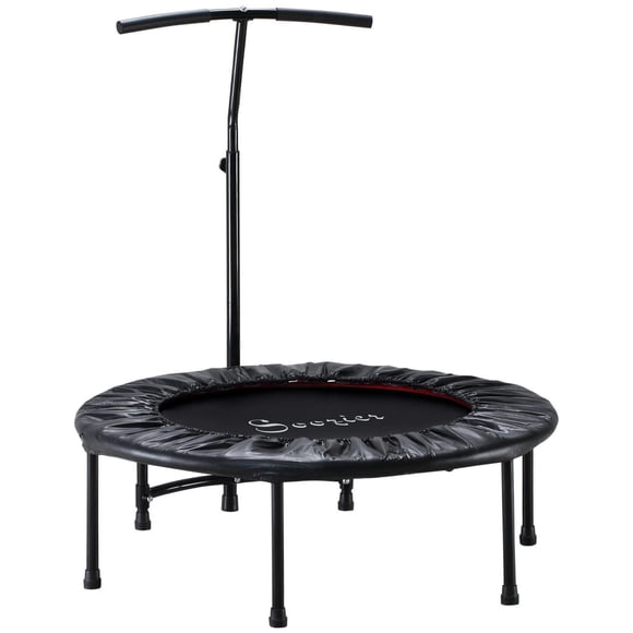 Mini Exercise Trampoline Rebounder Cardio Trainer Adjustable T-Bar Black