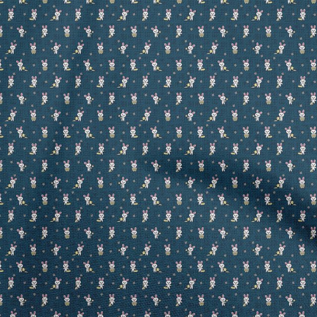 oneOone Velvet Blue Fabric Kids Animal Sewing Material Print Fabric By The Yard 58 Inch Wide