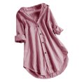 thumbnail image 1 of Besolor Women's Plus Size Button down Shirts Striped Collared Long Sleeve Tops Casual Loose Fall Spring Blouse, 1 of 6