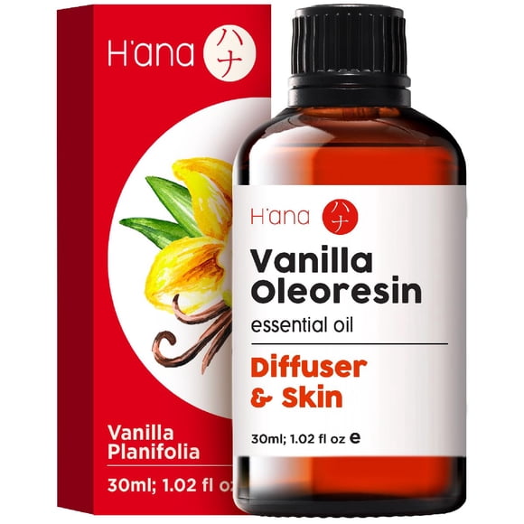H'ana Vanilla Essential Oil - 100% Pure and Natural Essential Oil for Diffuser and Skin - with a Creamy, Smooth Texture and a Warm, Long-Lasting Mother's Day Gifts Vanilla Perfume Scent (1 Fl Oz)