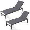 thumbnail image 2 of Costway Lot de 2 Chaises Longues à 6 Positions Chaise Longue Aluminium Inclinable Réglable Gris, 2 of 9