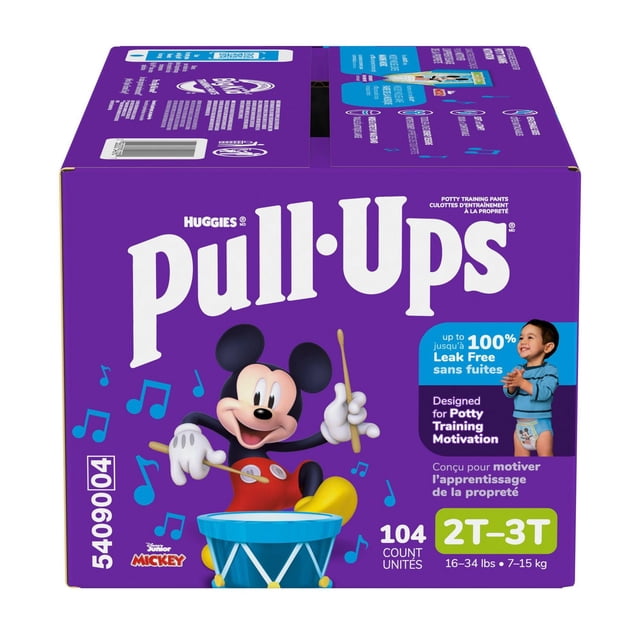 Pull-Ups Boys' Potty Training Pants, 2T-3T (16-34 lbs), 104 Count
