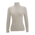 thumbnail image 4 of Dagegui Turtleneck Sweaters for Women Ribbed Knit Long Sleeve Jumper Stretchy Slim Fit Pullover Fall Tops Beige,M, 4 of 5