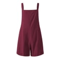 thumbnail image 4 of Womens Casual Summer Overalls Adjustable Straps Cotton Linen Shortalls Solid Shorts Jumpsuits Rompers with Pockets, 4 of 4