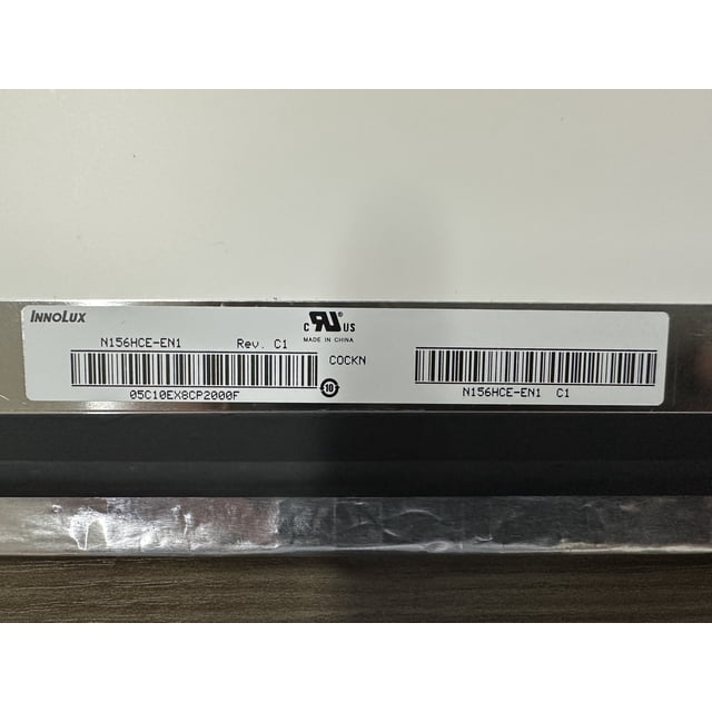 Laptop panel screen N156HCE-EN1 15.6 inch 1920x1080 Full HD LCD Non-Touch Display front-facing 15.6-inch rectangular replacement LCD panel with thin black bezel, flat glossy screen surface, metal mounting brackets at top and bottom, flex cable connector at lower-right, plain white background; suitable for restoring a damaged N156HCE-EN1 laptop display or upgrading to Full HD clarity.