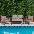 thumbnail image 1 of Gymax Ensemble de Mobilier de Patio en Bois 4 Pcs Table et Sofa Sectionnel de Jardin, 1 of 10