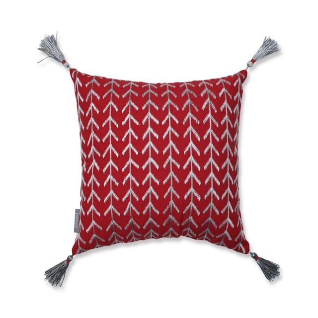 Pillow Perfect 624402 16 in. Modern Geometric Throw Pillow - Red & Silver