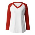 thumbnail image 4 of FAIWAD Women’s Color Block Tunic Top Long Sleeve Patchwork V Neck Plus Size Pullover Top, 4 of 4