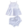 thumbnail image 1 of Xingqing 2 Pcs Robe Simple Sans Manches à Encolure Carrée pour Bébé Fille, Couleur Unie, Shorts, 1 of 5