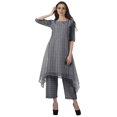 thumbnail image 2 of Moomaya Women's Plus Size Printed Asymmetric Kurti Pant Set, Cotton Chanderi, 1 Count, 2 of 6